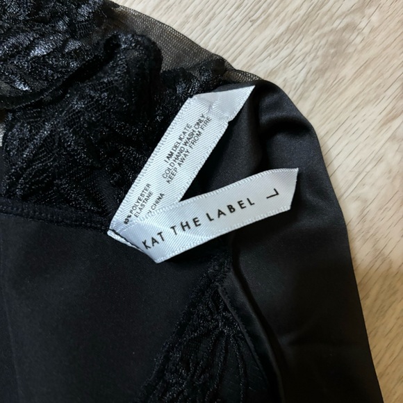 Kat The Label Abigail Lace & Satin Minidress Slip size L in Black - Picture 4 of 6